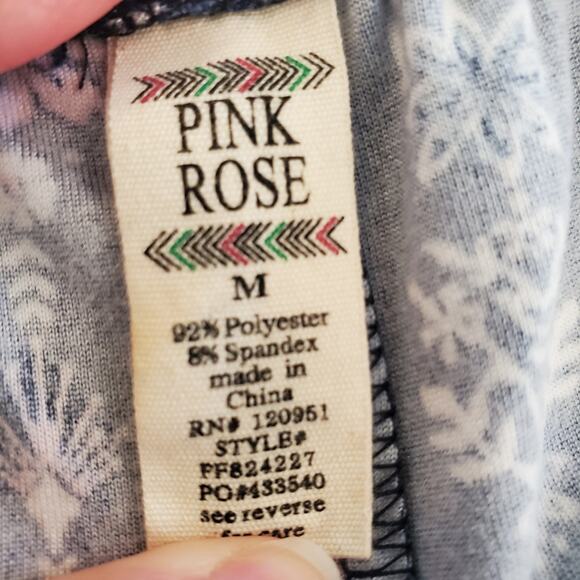 Pink Rose Floral Patterned Leggings Size M - Picture 4 of 7